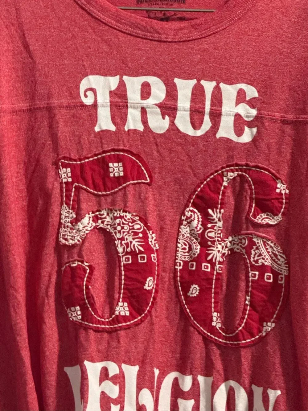 Vintage TRUE RELIGION $88 Bandana 56 Football Tee t shirt XXL 2x